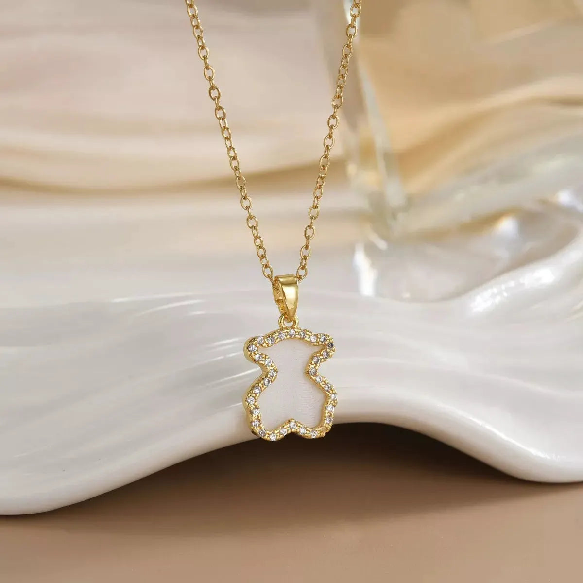 18K Gold-Plated Bear Pendant Necklace by Partner Labels