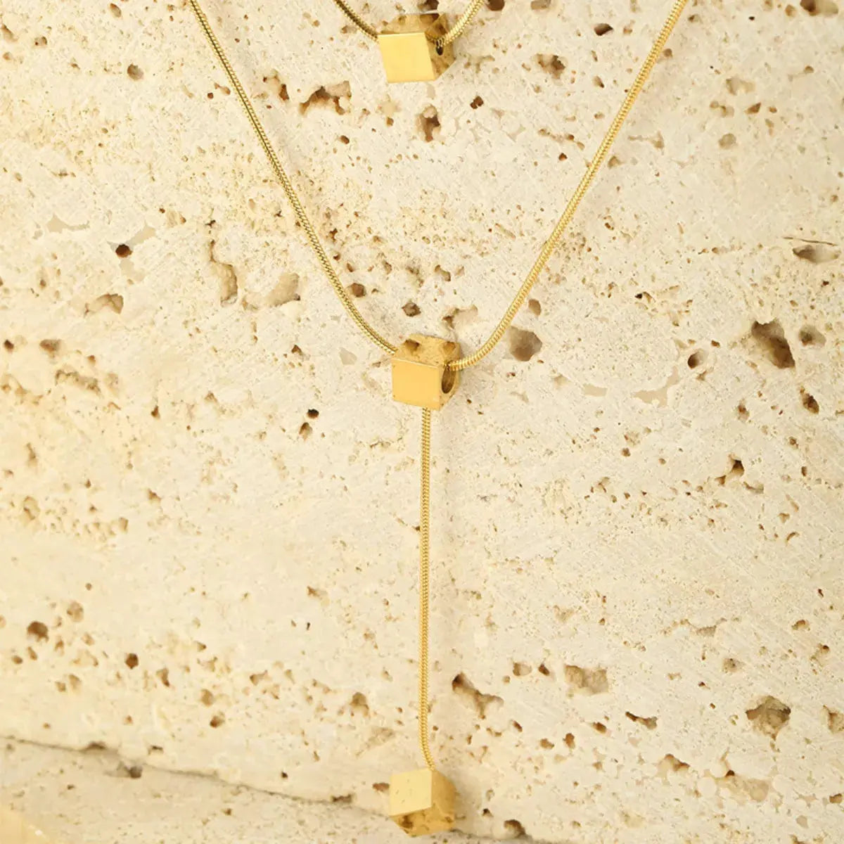 18K Gold-Plated Double Layered Geometric Necklace by Partner Labels