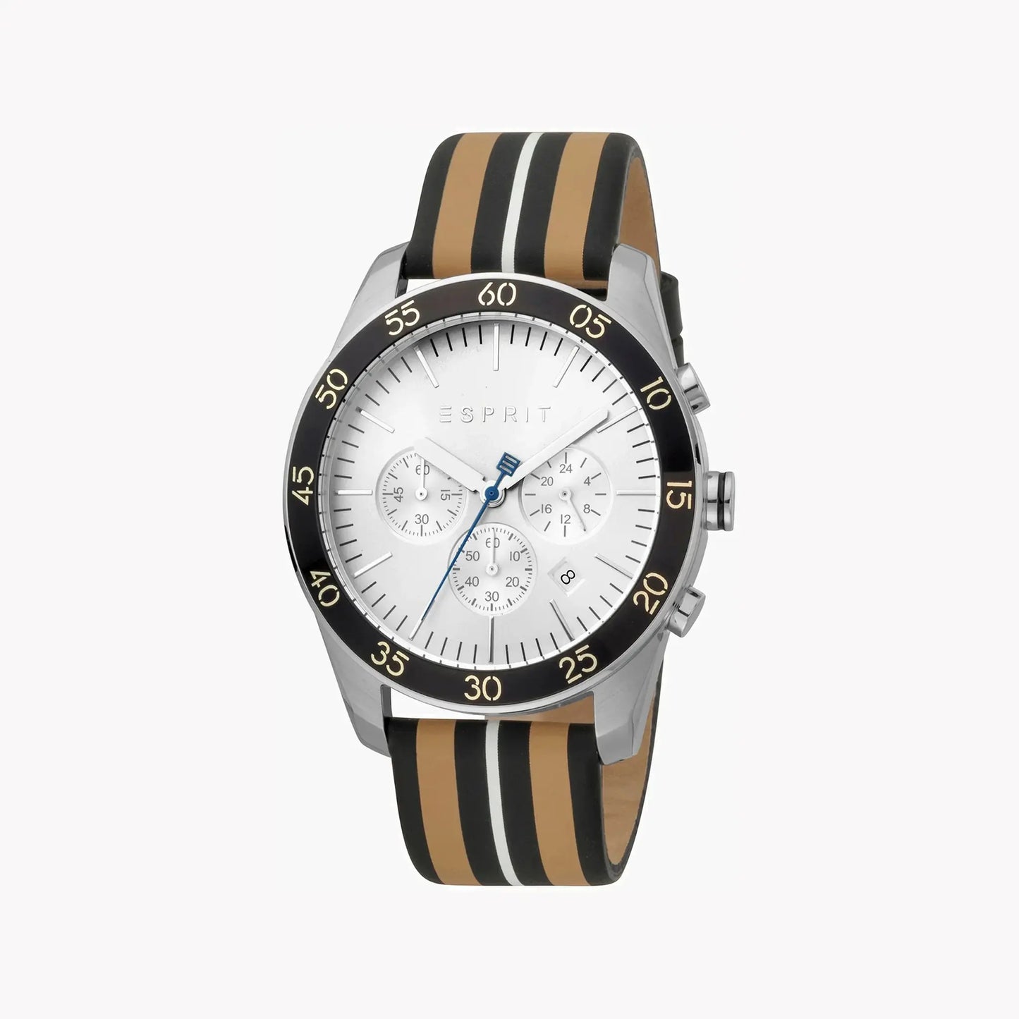 Esprit Men's Black Leather Watch, Silver Dial | ES1G204L0015 by ESPRIT