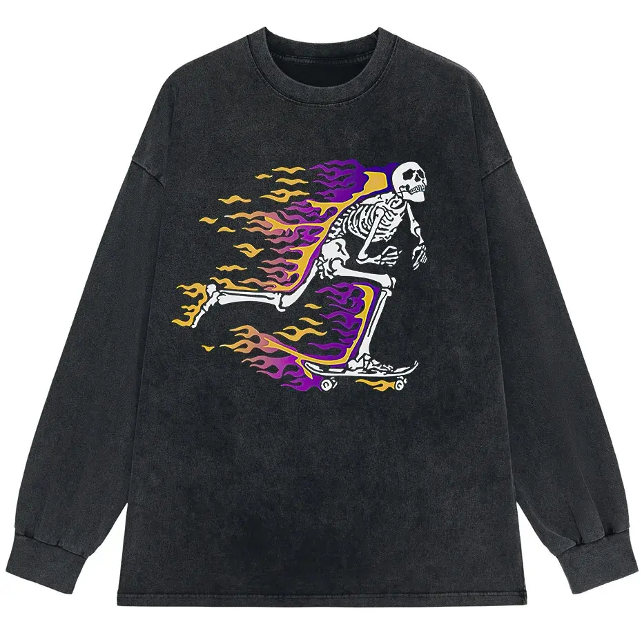Vintage Washed Skull Graphic T-Shirt Men's Unisex High Street Oversized Tee by Vimost Shop