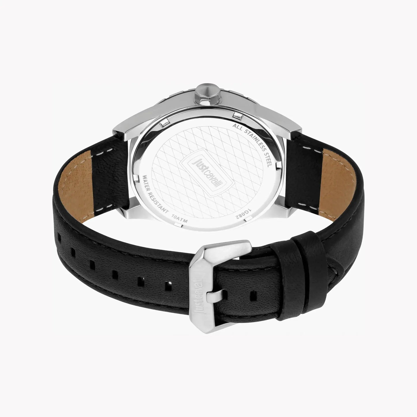 Just Cavalli Men's Black Leather Watch, Silver Case | Jc1g082l0525 by JUST CAVALLI