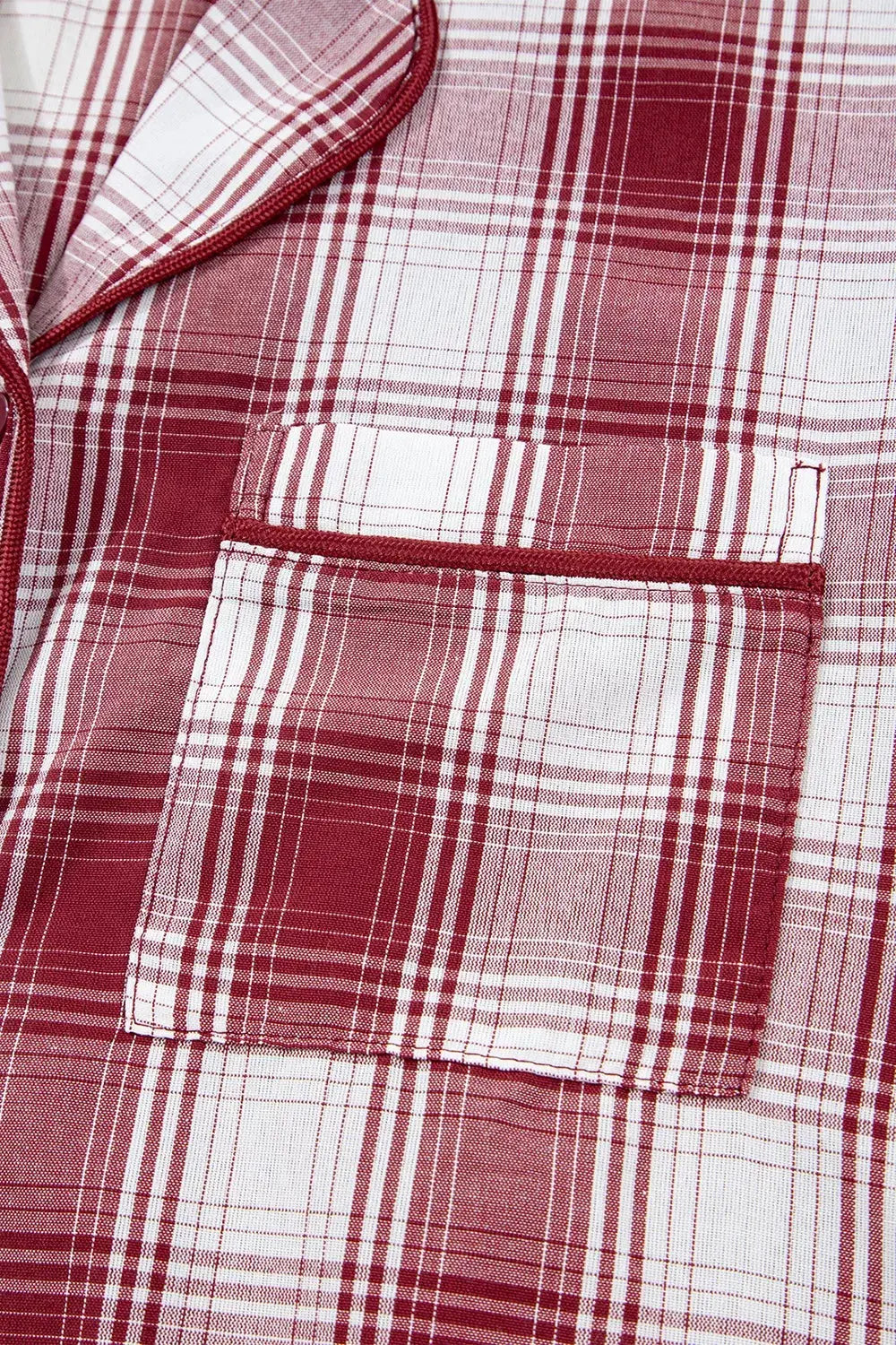 Plaid Long Sleeve Shirt and Drawstring Shorts Lounge Set by Partner Label