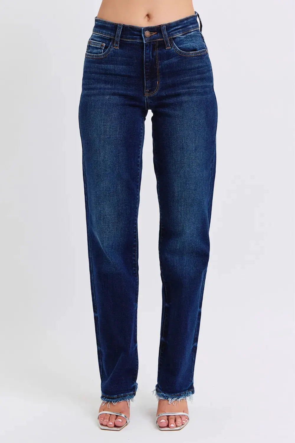 Judy Blue Full Size Raw Hem Straight Leg Jeans by Judy Blue