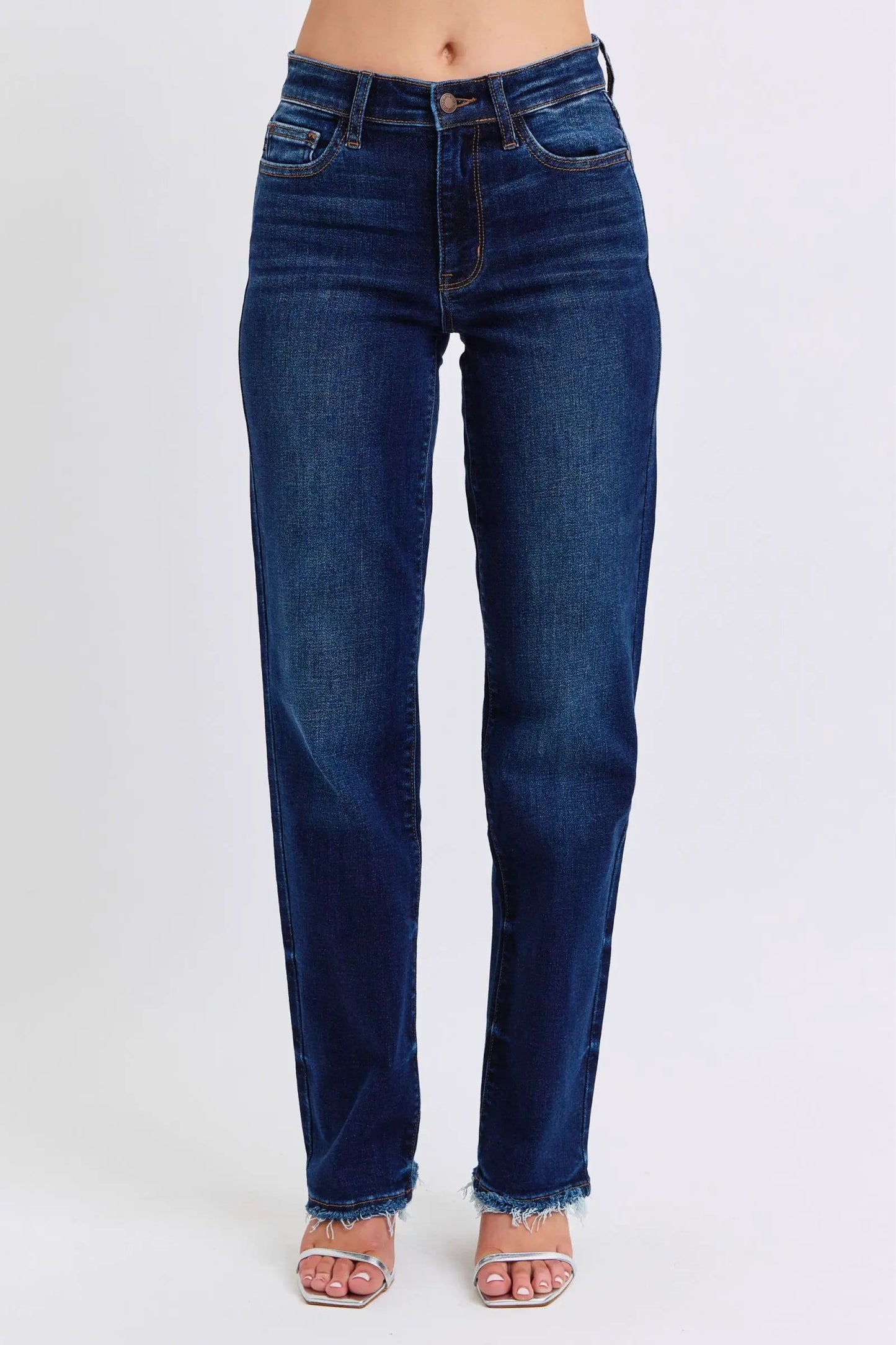Judy Blue Full Size Raw Hem Straight Leg Jeans by Judy Blue