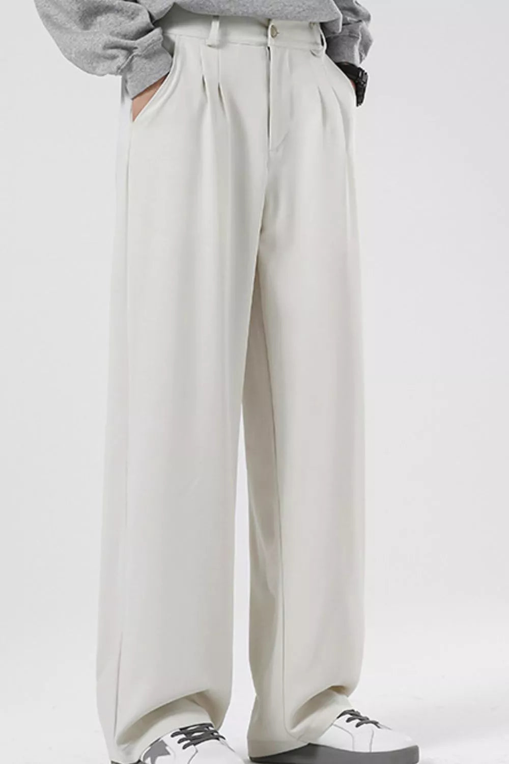 Men's Plus Size Pleated Wide Leg Casual Pants by Partner Label