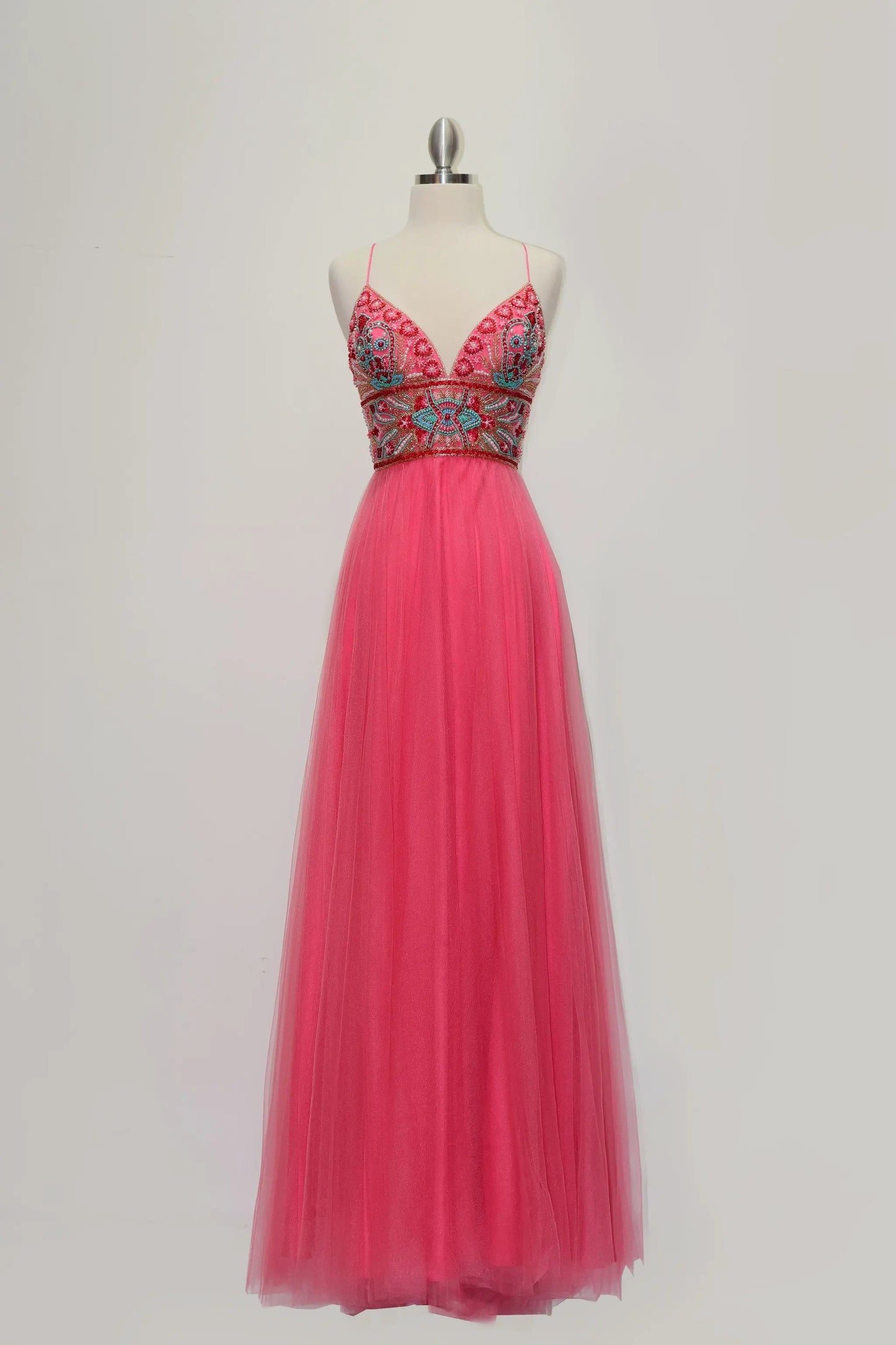 A-line spaghetti strap beaded dress by Tux-USA