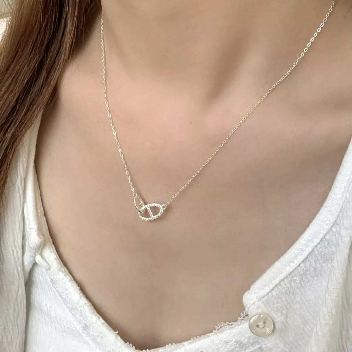 925 Sterling Silver Zircon Geometric Necklace by Partner Labels