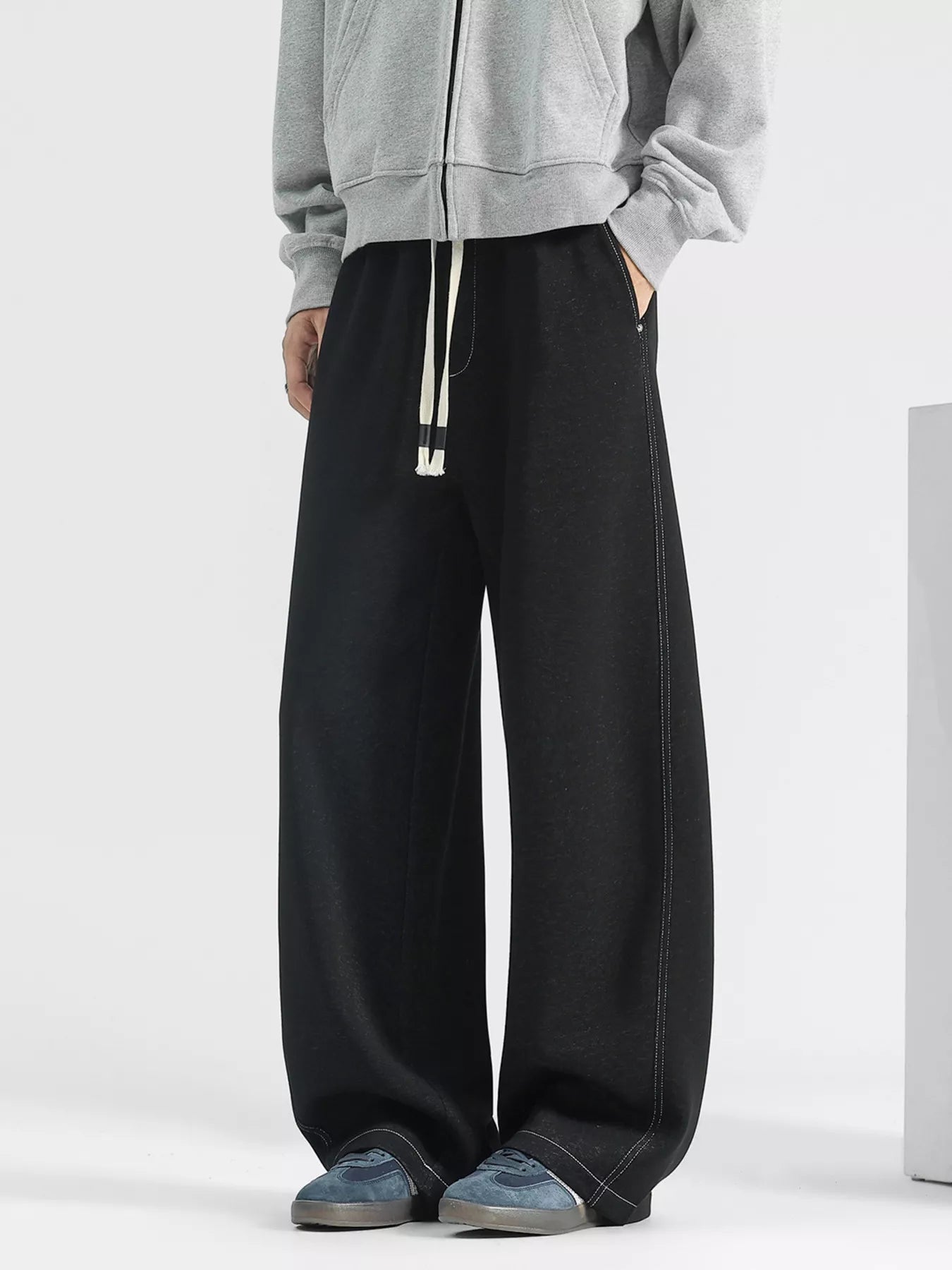 Men's Plus Size Loose Fit Drawstring Wide Leg Jeans by Partner Label