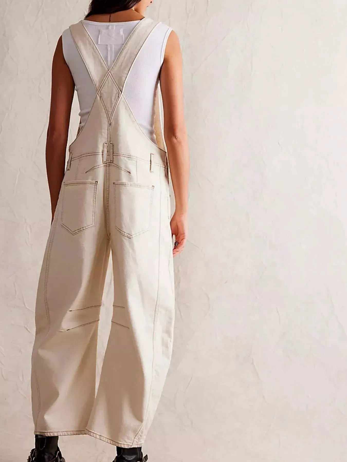 Wide Strap Wide Leg Denim Overalls by Partner Labels