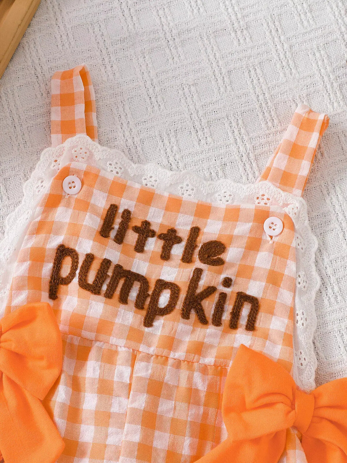 Children's Little Pumpkin Gingham Ruffle Hem Jumpsuit by Partner Label