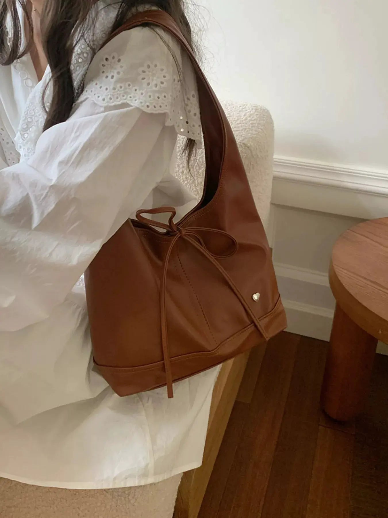 Leather Tied Shoulder Bag by Partner Label