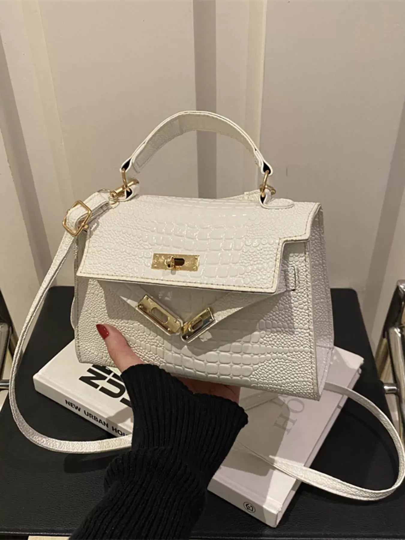 Embossed Flap Crossbody Bag by Partner Label