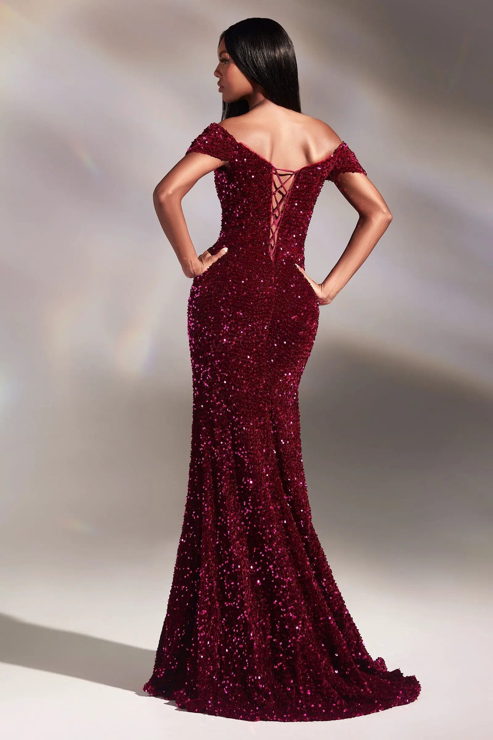 Velvet Sequin Off The Soulder Gown by Tux-USA