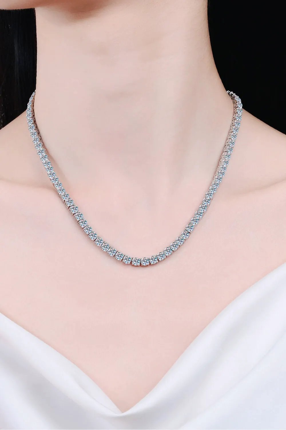 Moissanite Rhodium Plated Necklace | 31.8 ct Sterling Silver by Partner Labels