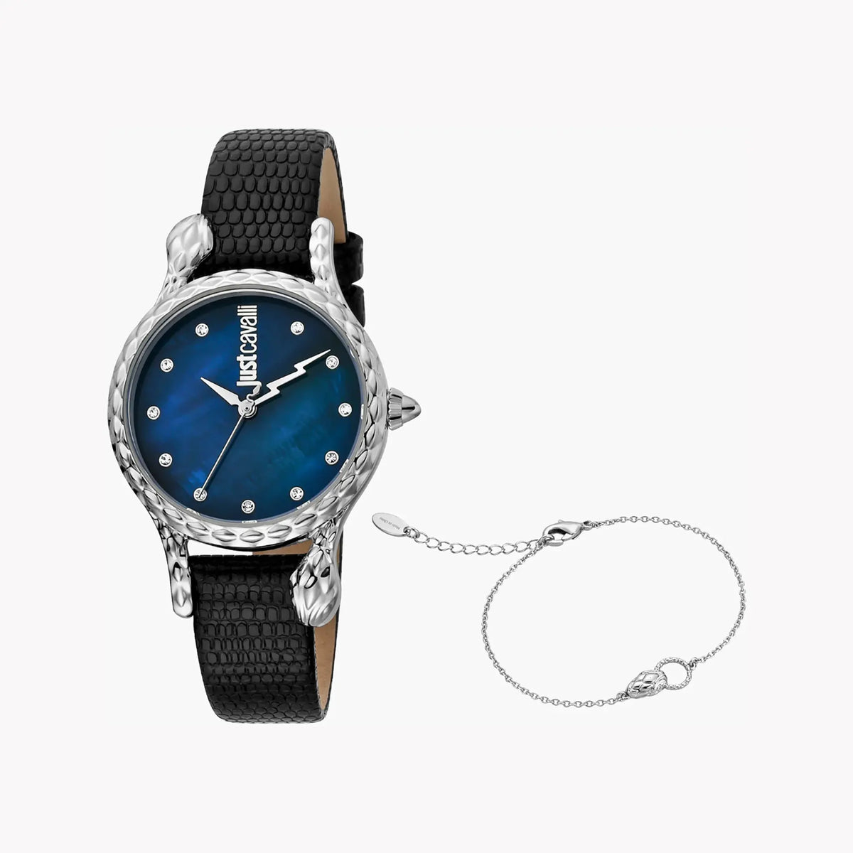 Just Cavalli Women's Black Leather Watch, Blue Dial | Jc1l125l0015 by JUST CAVALLI
