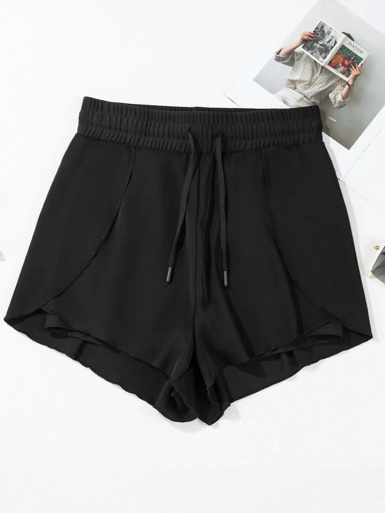 High Waisted Drawstring Swim Shorts by Partner Label