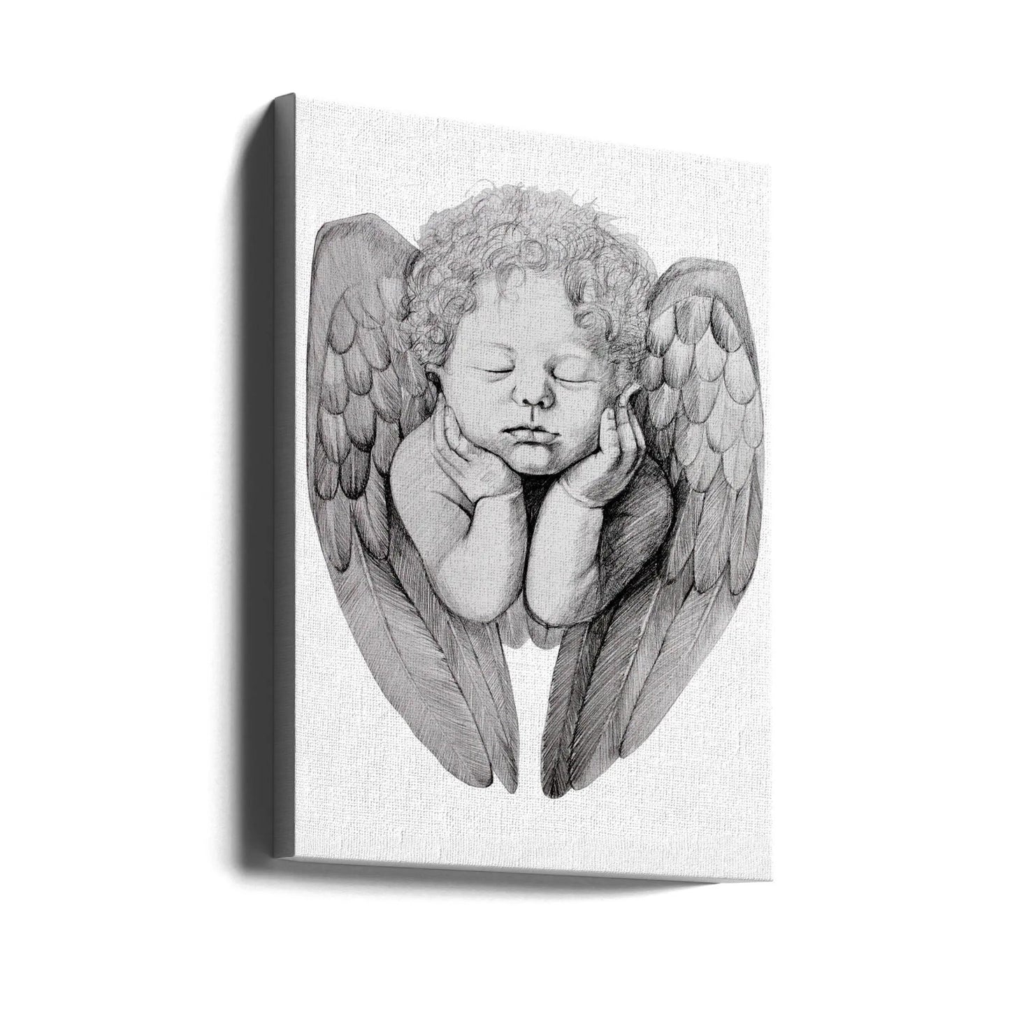 Wall art Sleeping Cherub With Curly Hair by Violeta Vollmer