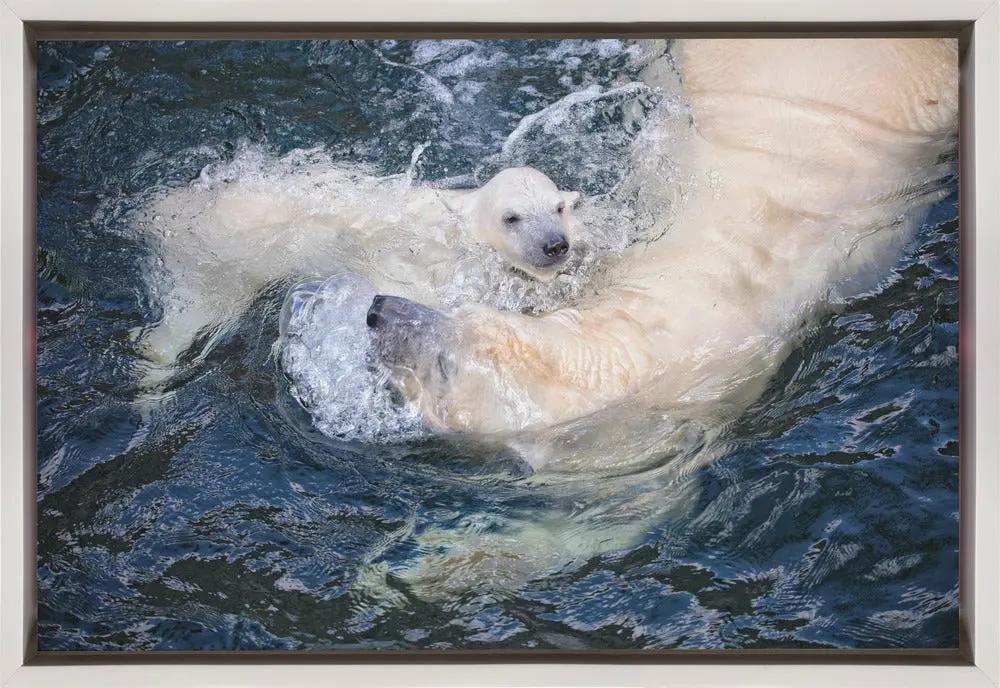 Wall art HER CUTENESS, swimming with mum by Antje Wenner-Braun