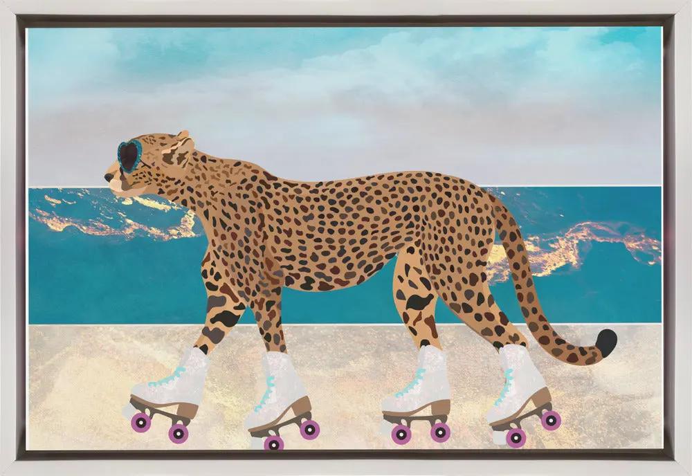 Wall art Cheetah Rollerskating Landscape Beach 01 by Sarah Manovski