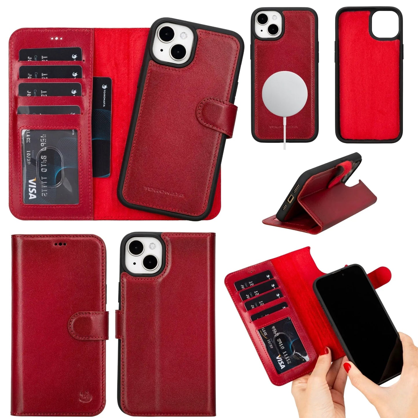 Casper Leather iPhone 15 Wallet Case | Detachable MagSafe Compatible RFID Protection by TORONATA