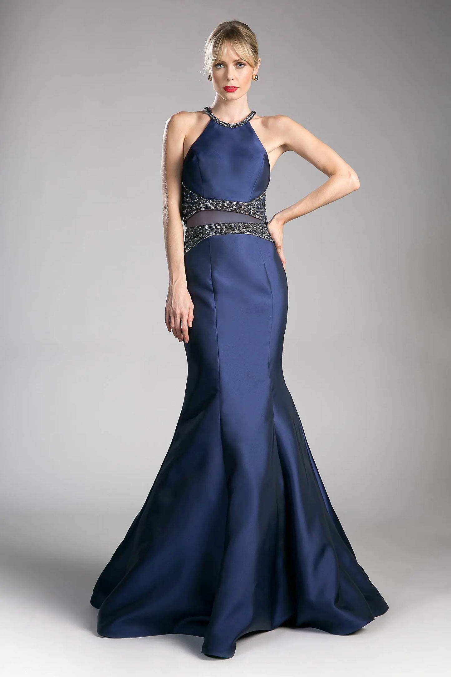 Fitted Mikado Mermaid Gown with Beaded Detail by Tux-USA