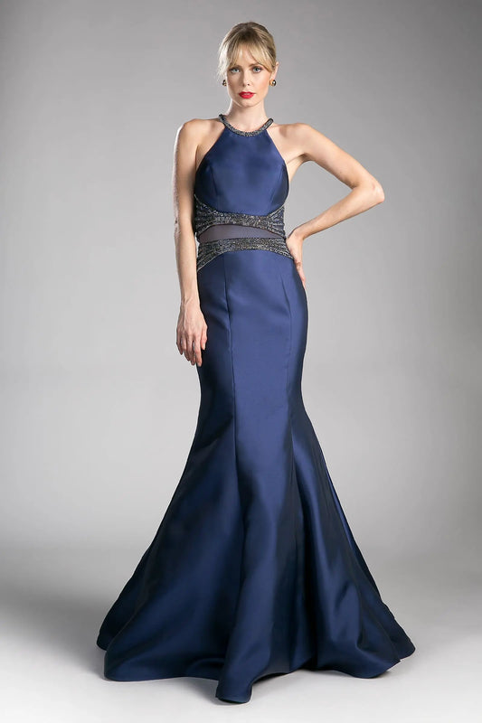 Fitted Mikado Mermaid Gown with Beaded Detail by Tux-USA