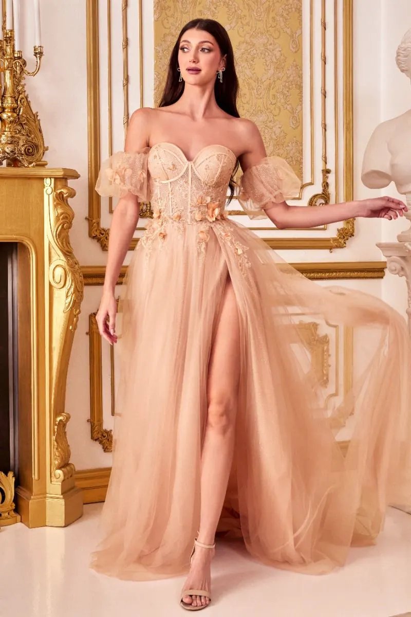 Strapless Floral Ball Gown by Tux-USA