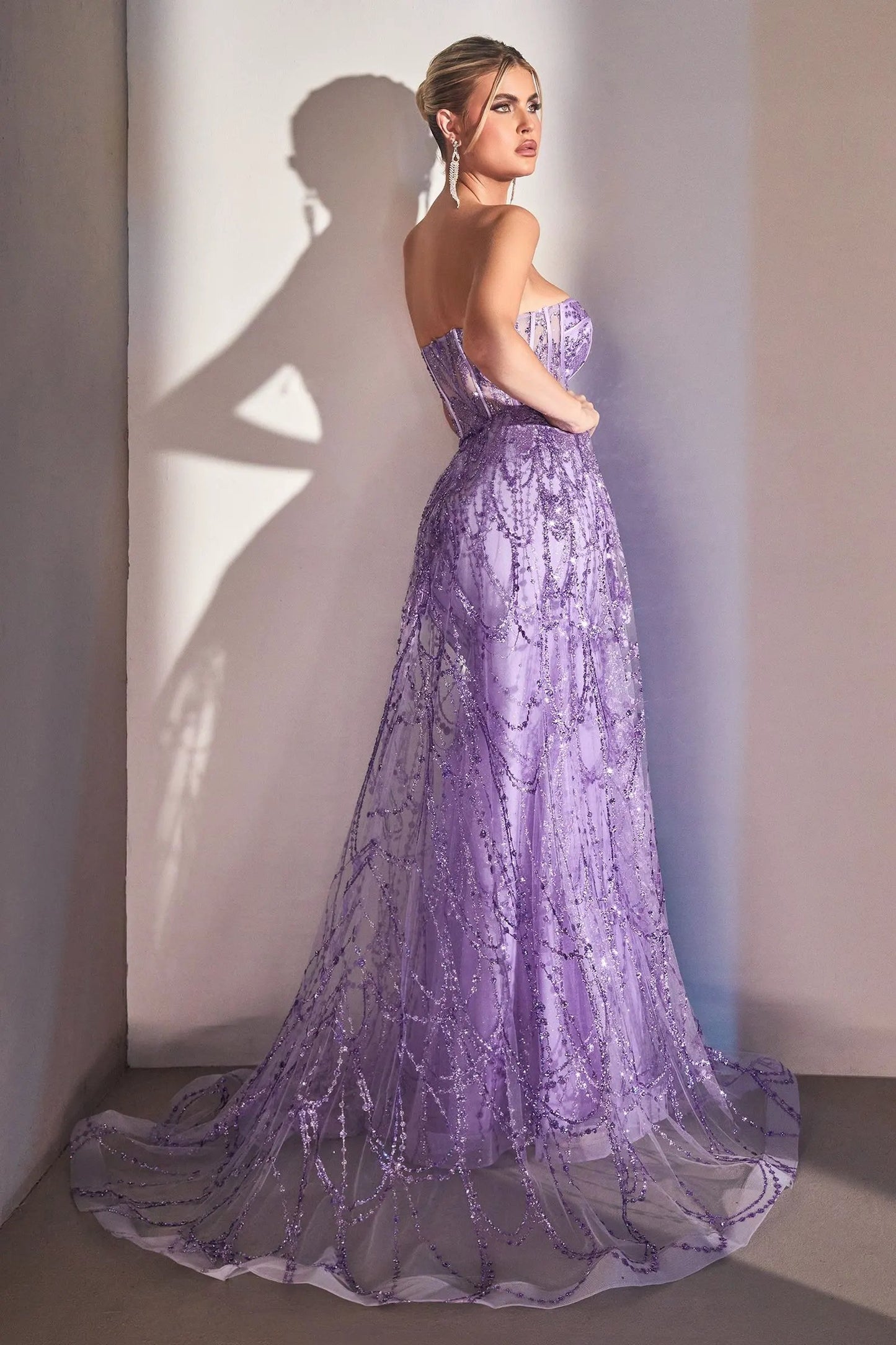 Strapless Lace Fitted Gown With Over Skirt by Partner Label