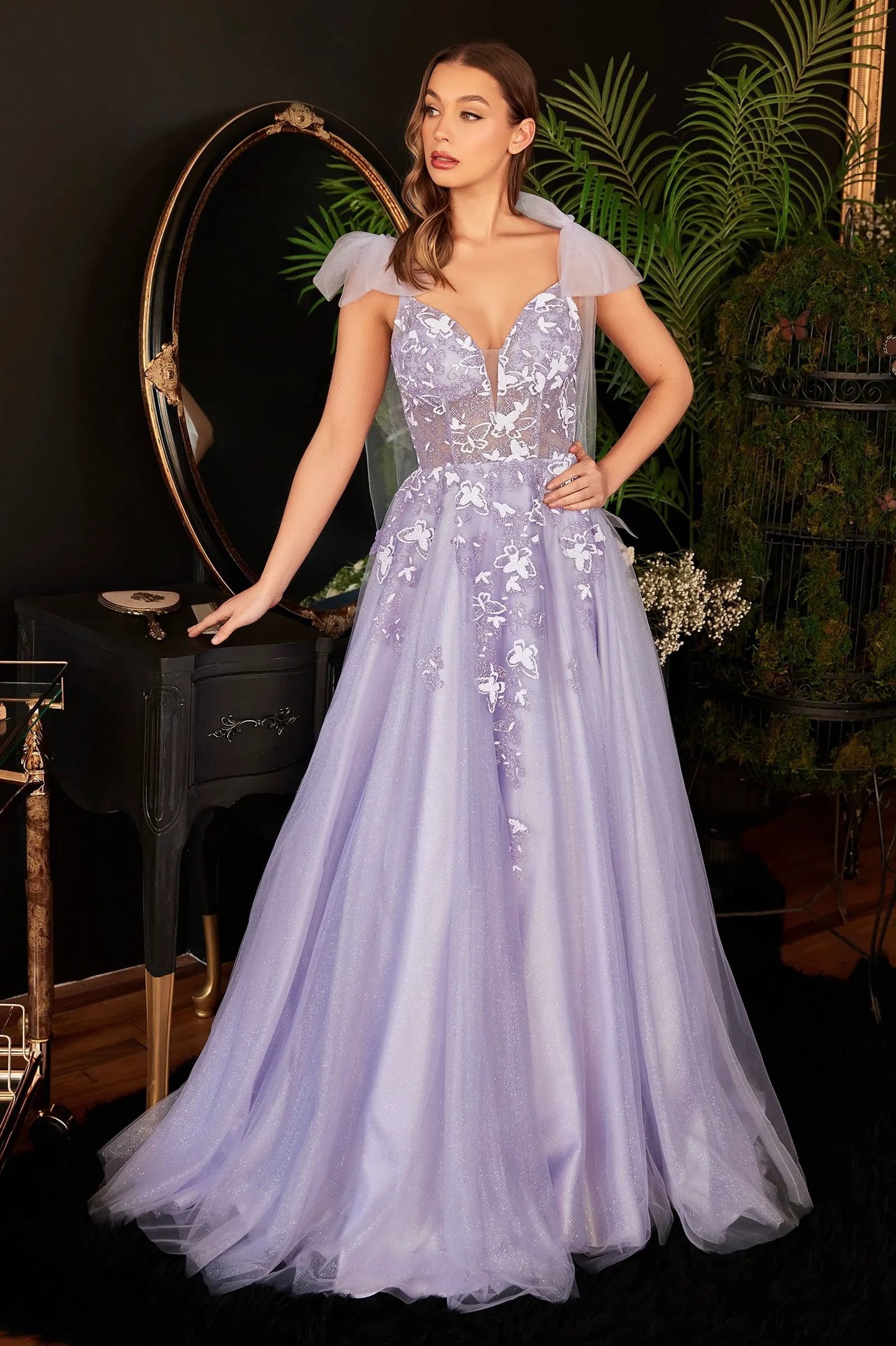A-Line Tulle Gown With Floral Detail by Tux-USA