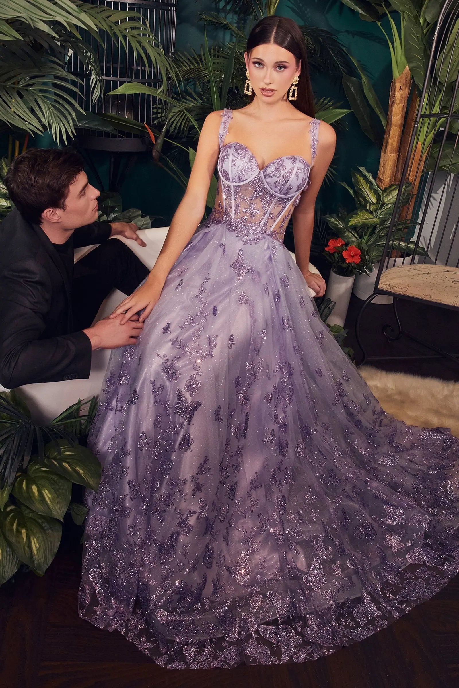 Glitter Corset Layered Ball Gown by Tux-USA