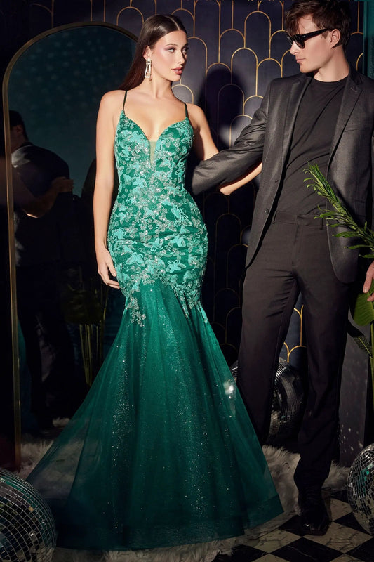 Butterfly Print Mermaid Gown by Tux-USA