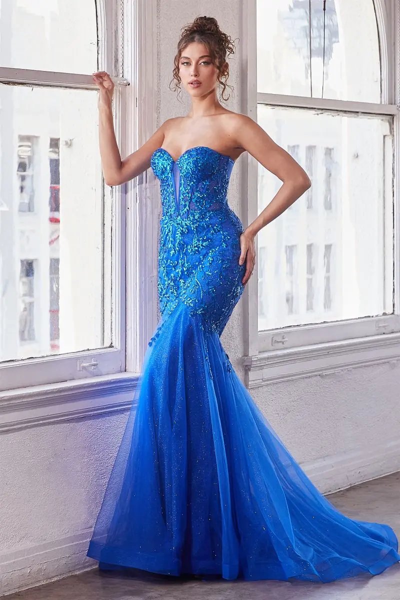 Strapless Embellished Mermaid Gown by Tux-USA