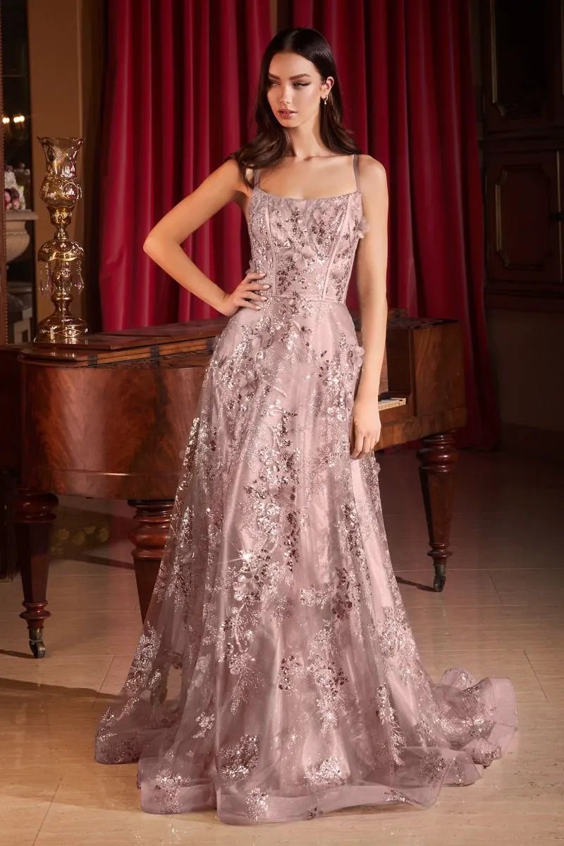 Sequin Floral Printed A-Line Dress by Partner Label