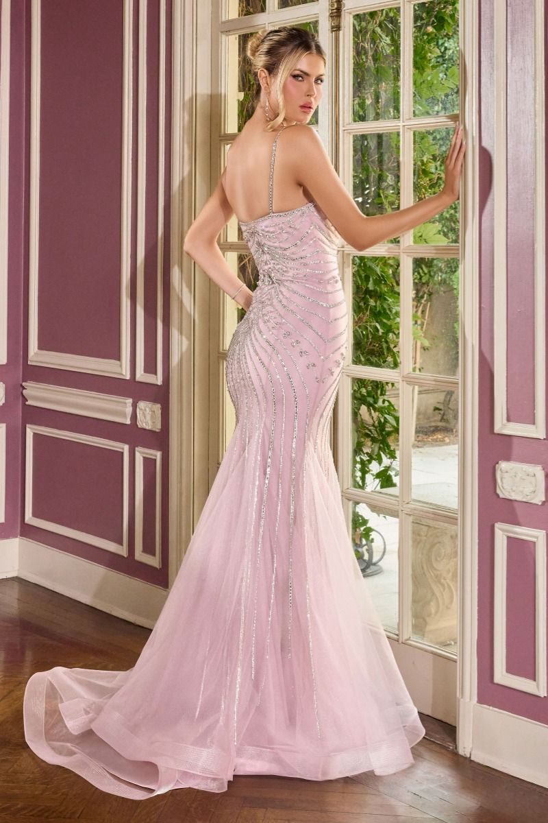Beaded Sculpted Gown with Detachable Bow Train-2