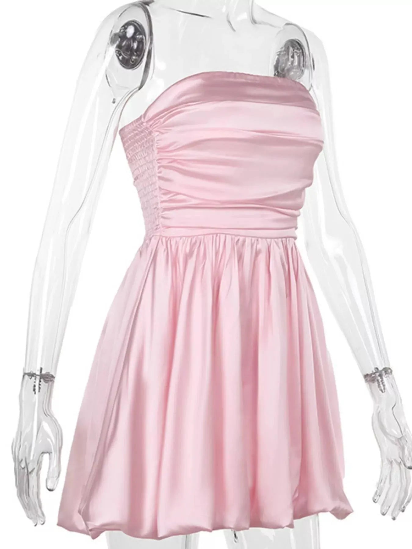 Strapless Ruched Mini Bubble Dress by Partner Label