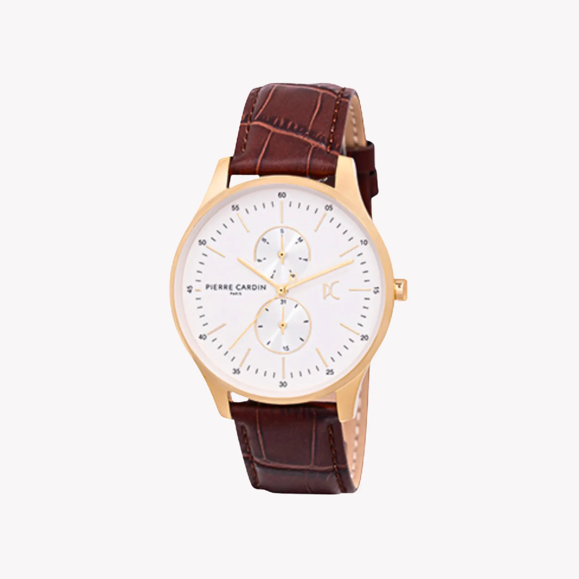 Pierre Cardin Men's Brown Leather Watch, White Dial | Cba.4031 by PIERRE CARDIN