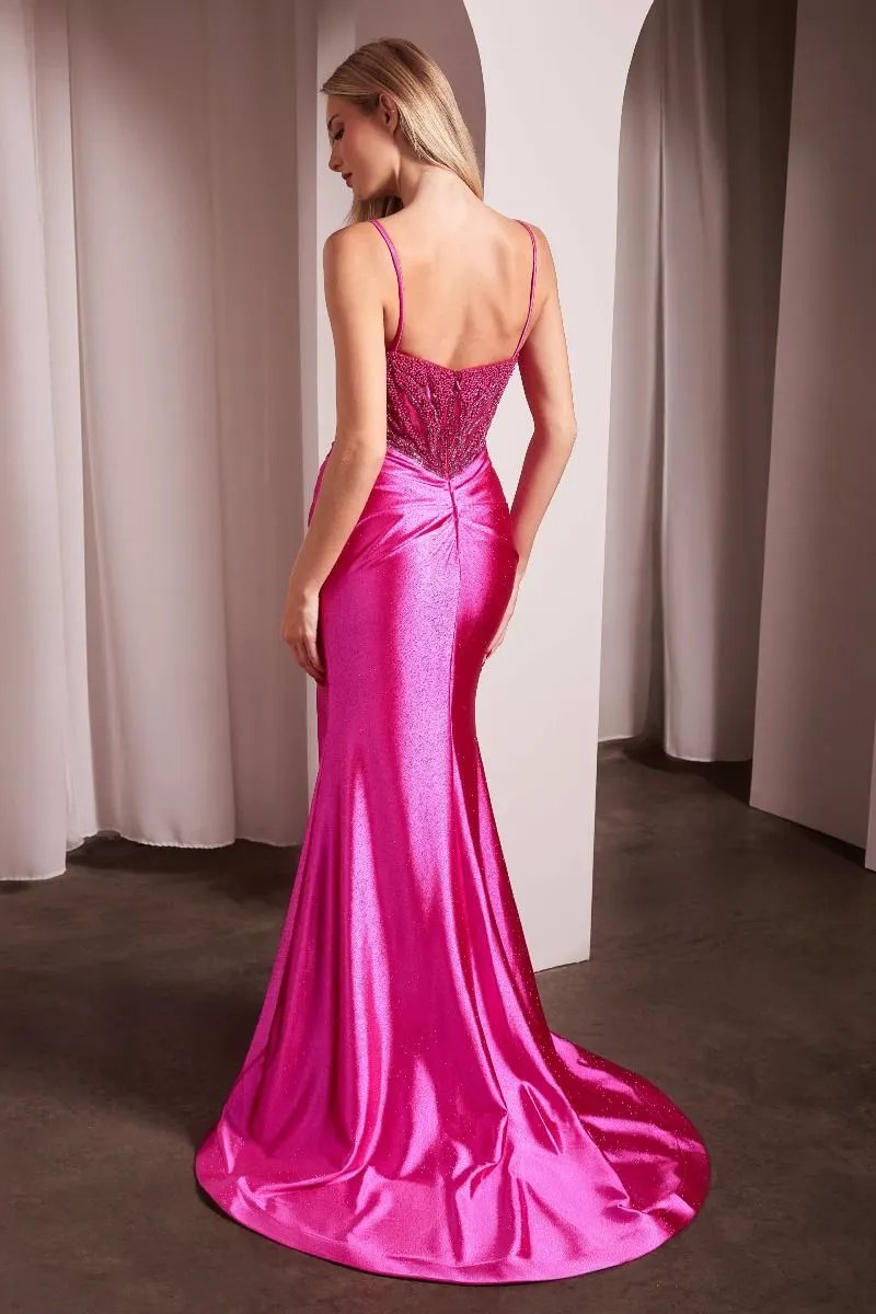 Pearl Embellished Stretch Satin Glimmering Gown by Tux-USA