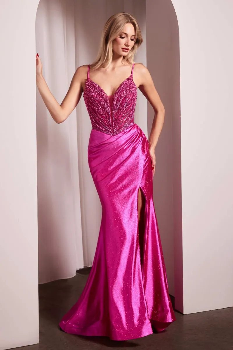 Pearl Embellished Stretch Satin Glimmering Gown by Tux-USA