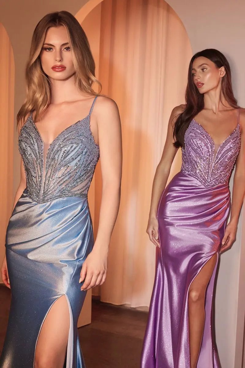 Pearl Embellished Stretch Satin Glimmering Gown by Tux-USA