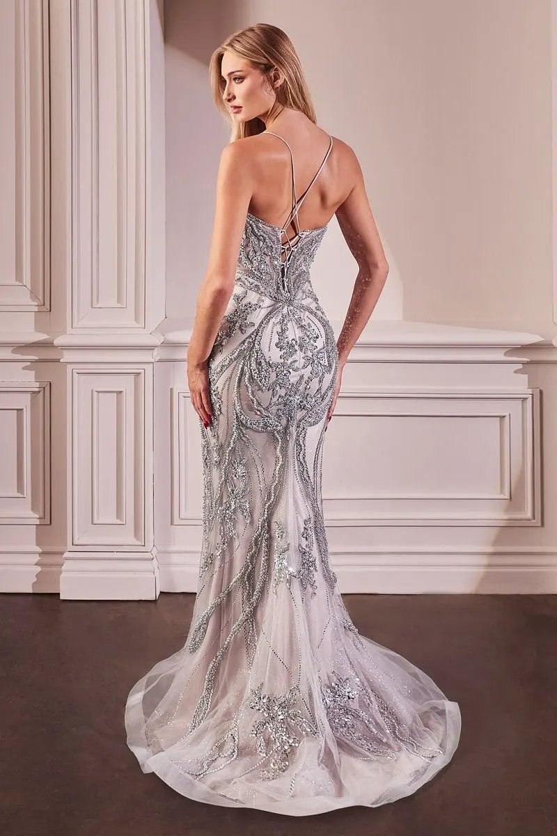 Pearl Embellished Fit & Flare Gown by Tux-USA