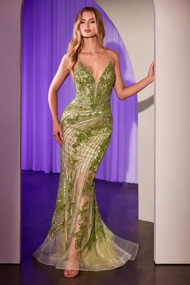 Lace Embellished Fitted Gown by Tux-USA