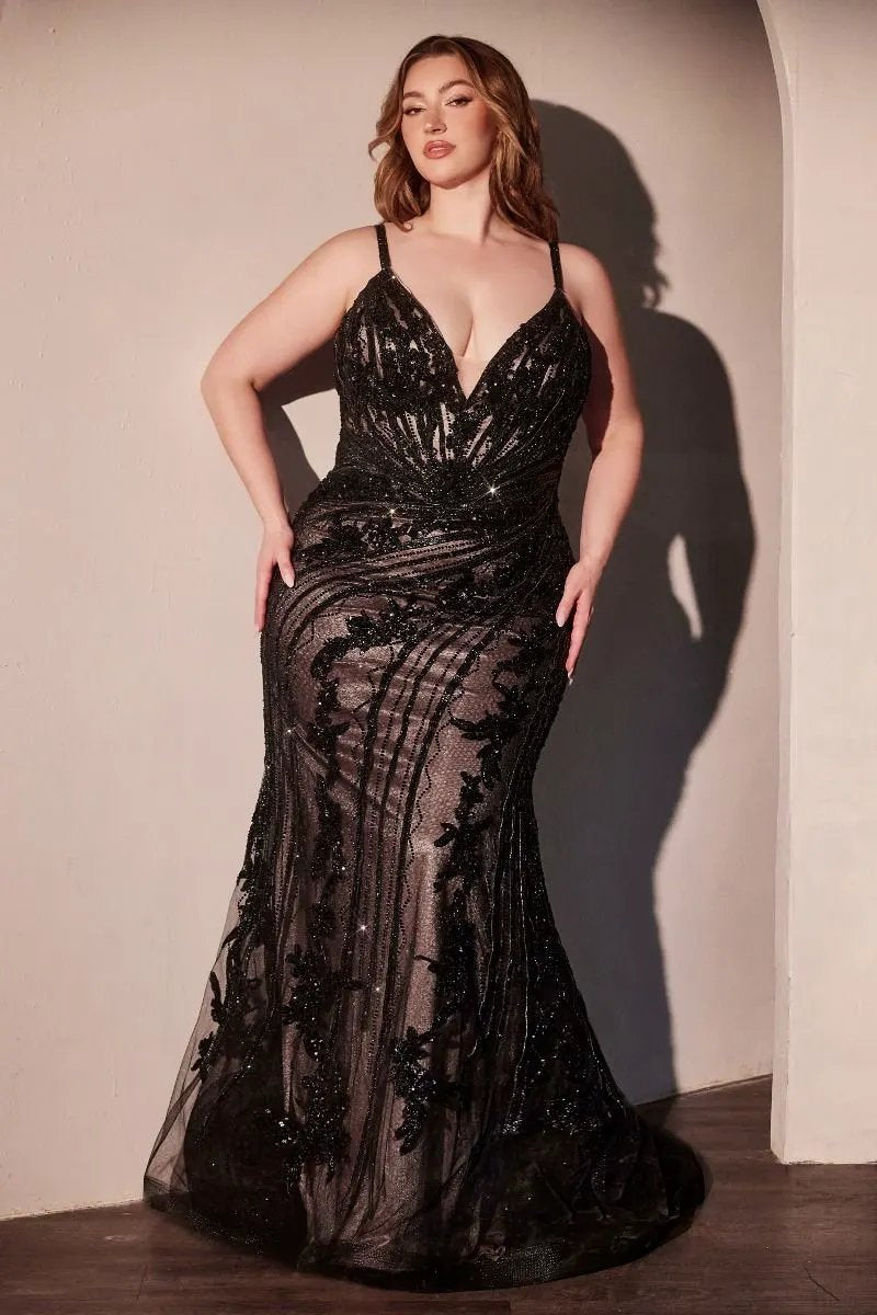 Curve Fitted Embellished Lace Gown by Tux-USA