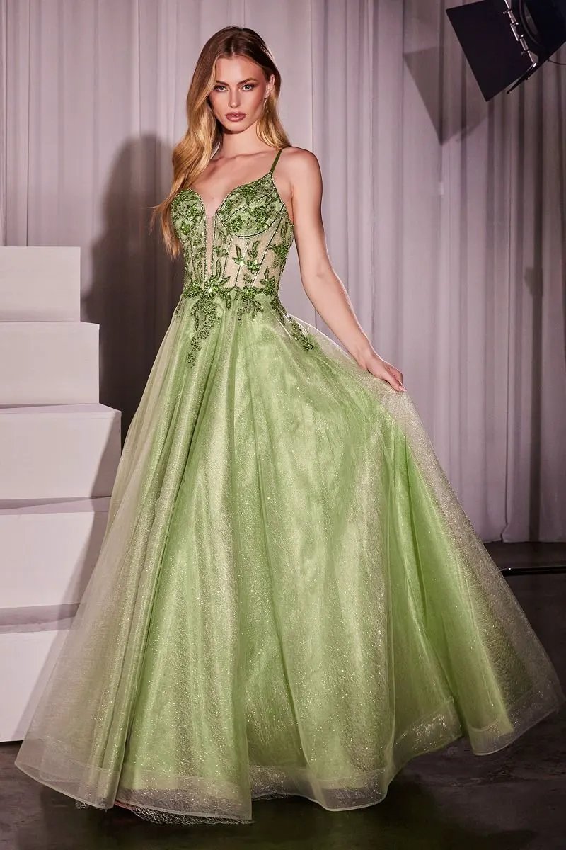 A-Line Layered Tulle Gown & Lace Embellished Bodice by Tux-USA