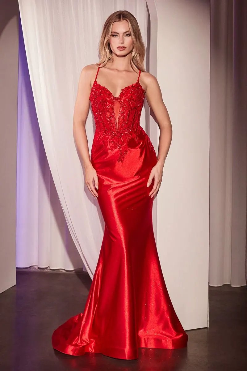 Embellished Lace & Satin Fitted Gown by Tux-USA