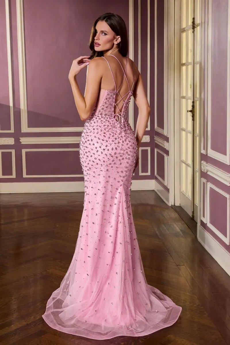 Crystal Sweetheart Corset Gown with Sheer Tulle Overlay by Tux-USA