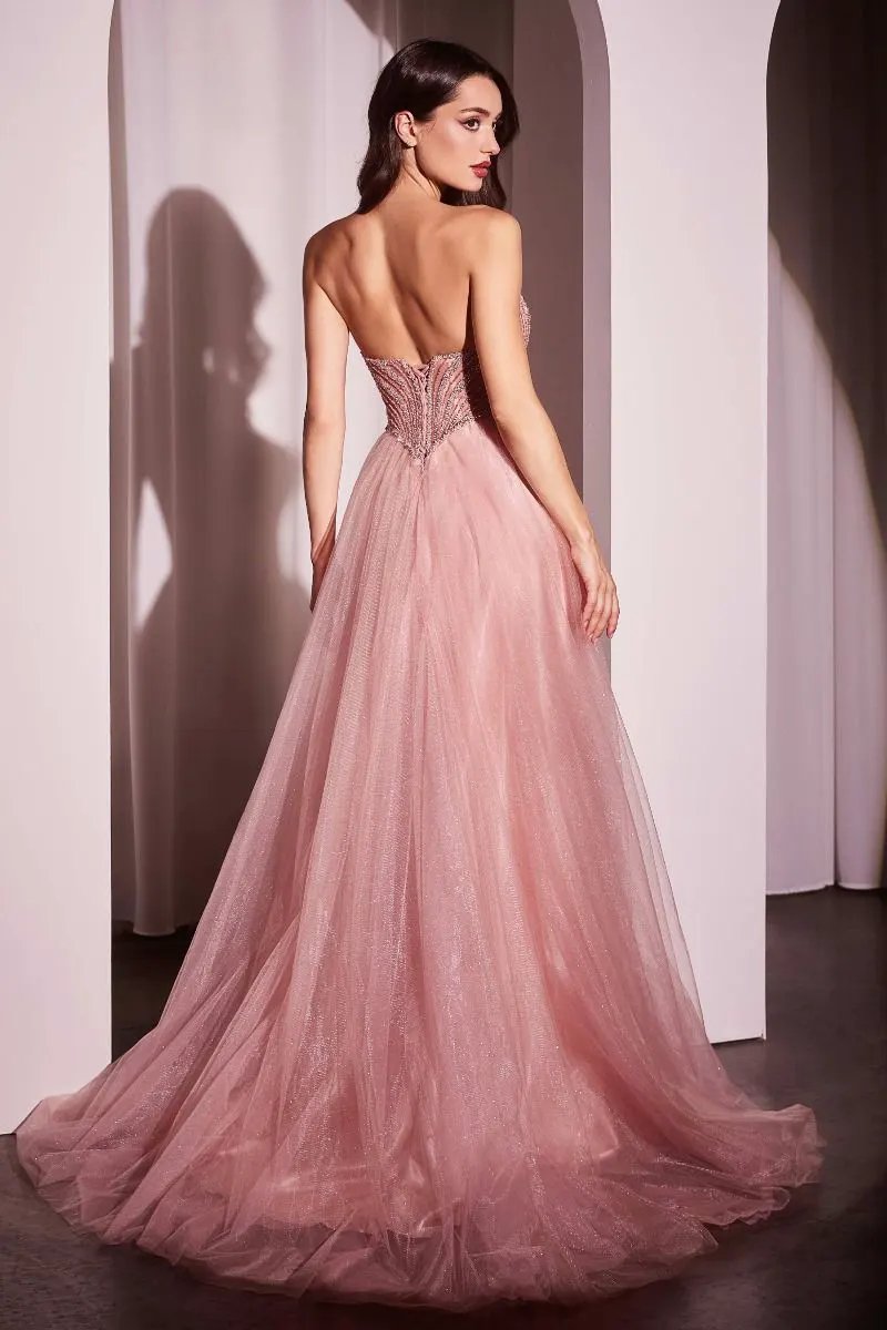 Strapless Beaded Tulle Ball Gown by Tux-USA