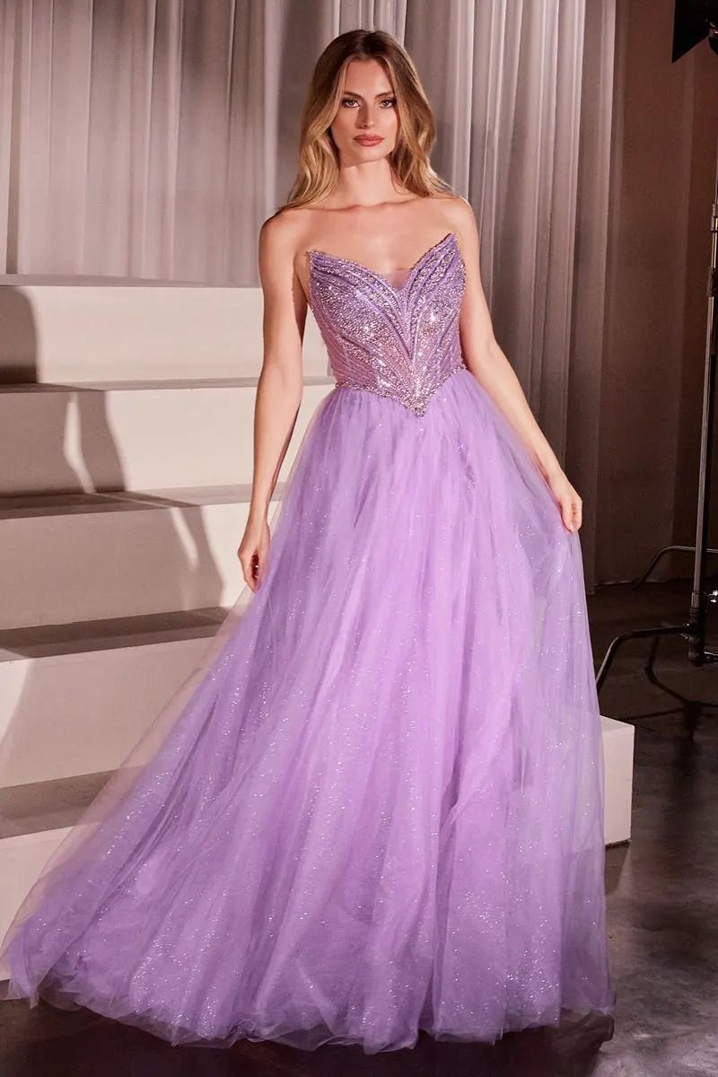 Strapless Beaded Tulle Ball Gown by Tux-USA