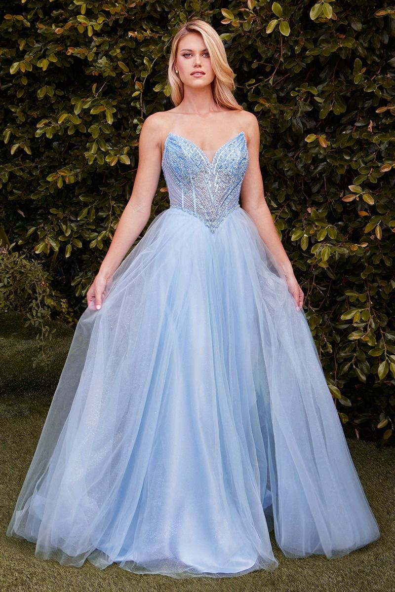 Strapless Beaded Tulle Ball Gown-8