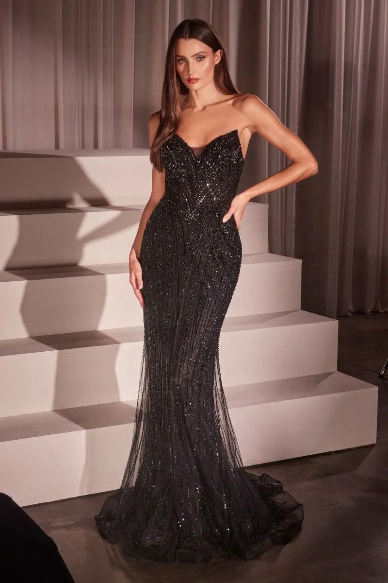 Sequin Strapless Fitted Dress by Tux-USA