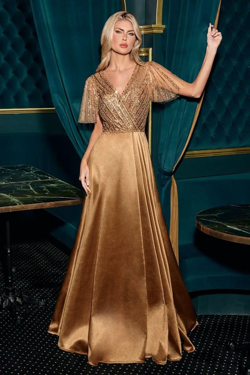 Satin Skirt With A Beaded Bodice by Tux-USA